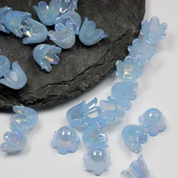 50pcs Colorful Bellflower Acrylic Beads Trumpet Flower Shape Glass Beads For Jewelry Making Hairpin Handmade DIY Accessories