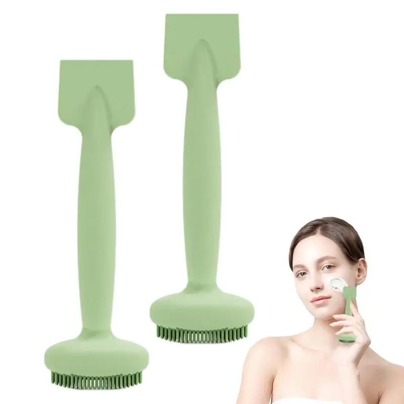 Facial Cleanser Brush Silicone Facial Scrubber Dual Head Waterproof Facial Scrubber Skin Friendly Mud Film Brush Deep Cleaning