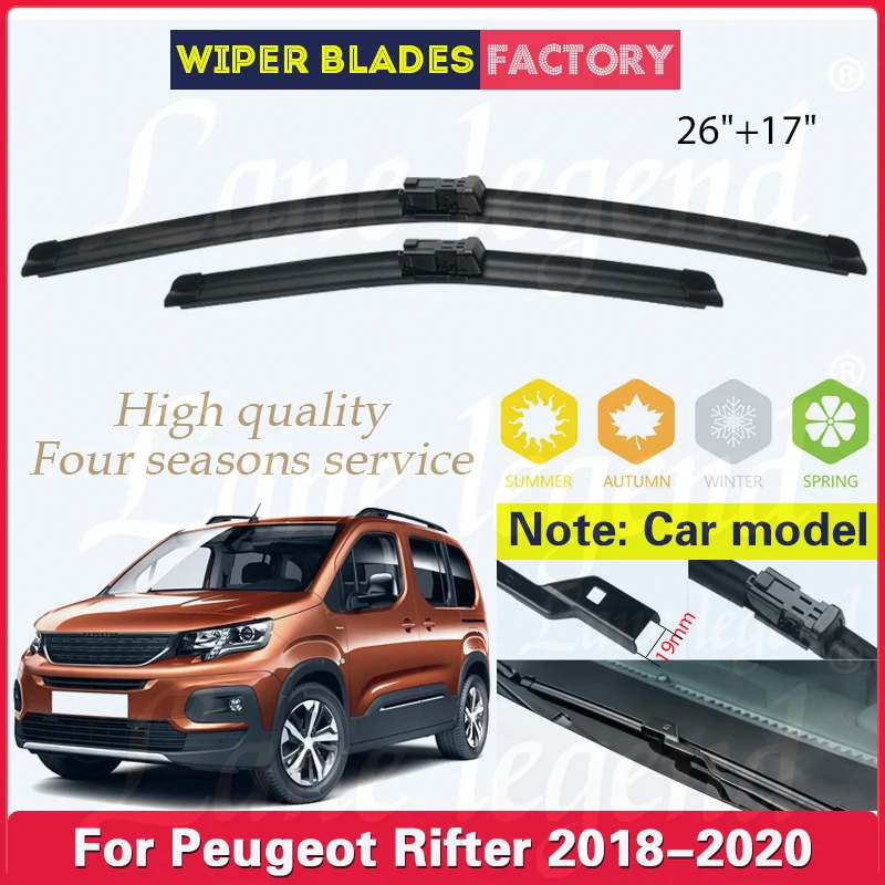 For Peugeot Rifter 2018 2019 2020 Wiper Front Wiper Blades Windshield Windscreen Clean Window Rain Brush High Quality 26