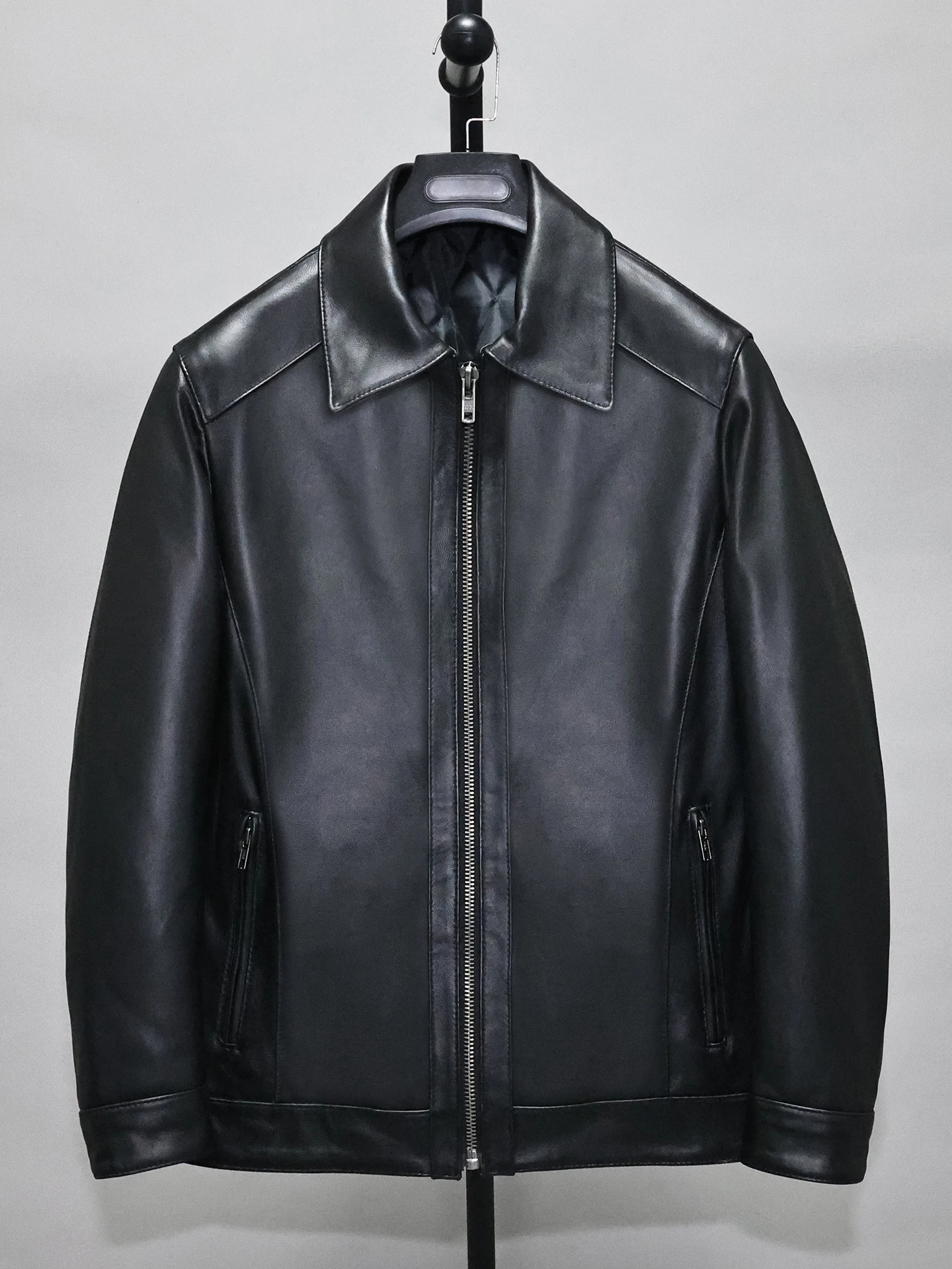 

Soft First Layer Sheep Genuine Real Leather Coat Men's Extended Lapel Casual Simple Business Jacket