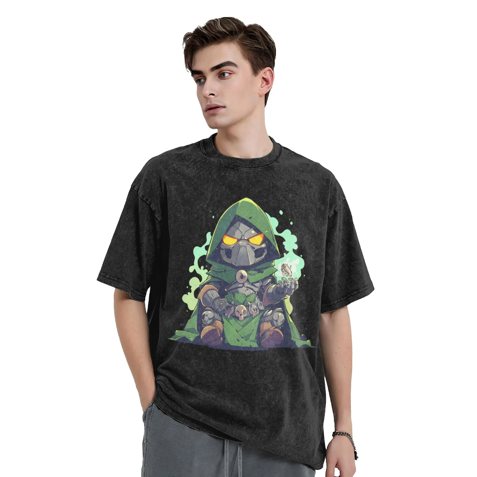 Dr Dooms Comics Washed T Shirts Streetwear Vintage T-Shirt  Tee Shirt for Men Women Cotton High Street Graphic