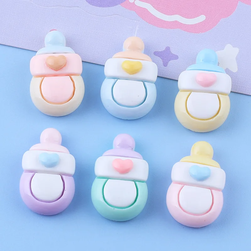 20pcs Baby Bottle Flatback Resin Cabochons Embellishment For Scrapbooking Craft DIY Hair Bow Accessories Colorful Milk Bottles