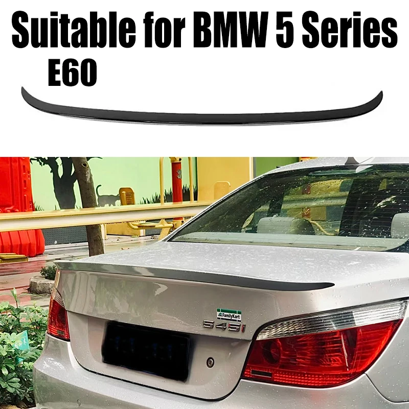 For BMW 5 Series M5 E60 520 525 528 2004 05 06 07 08 09 10 Rear Trunk Lid Boot Ducktail Lip Spoiler Wings Black Carbon ABS