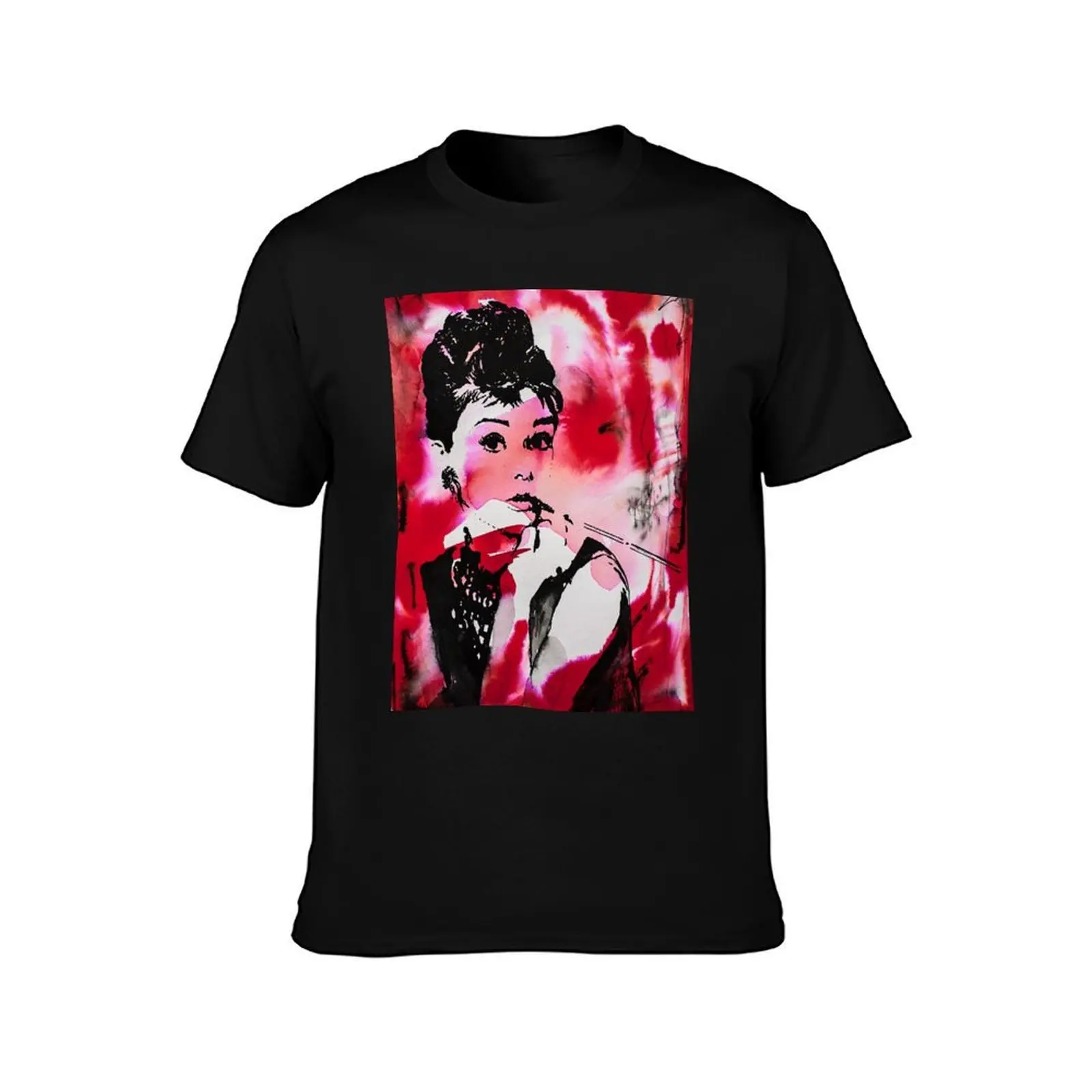 Audrey Hepburn T-Shirt, Summer Casual Cotton Tee, Oversized Streetwear Tops, Vintage Graphic Print, Loose Fit Short Sleeve