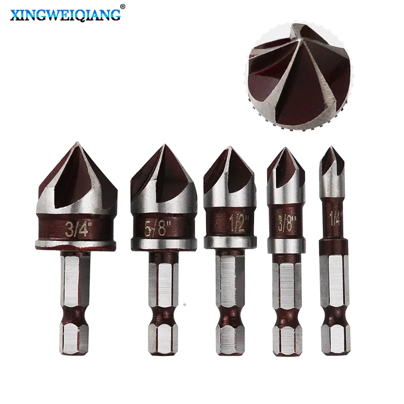 

Набор инструментов для снятия фаски с шестиугольной ручкой и 5 лезвиями 82 ° Императорская спецификация, подходящая для снятия фасок по дереву и пластиковых краев