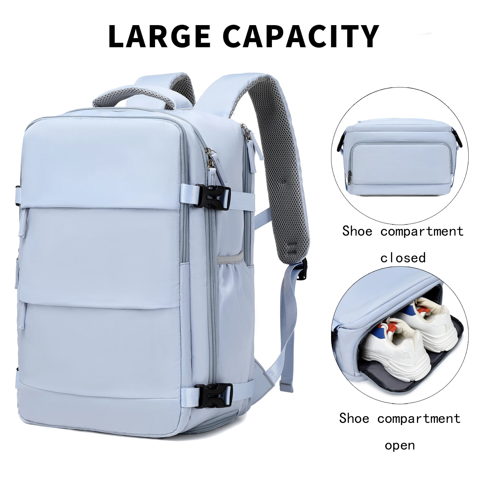 Travel backpack, can hold 15.6-inch laptop backpack, suitable for men and women with waterproof shoe compartment backpack