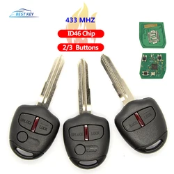 BEST KEY  2 3 Buttons Car Remote Key For Mitsubishi Outlander Pajero Triton ASX Lancer Shogun MIT8 MIT11 Blade 433Mhz ID 46 Chip