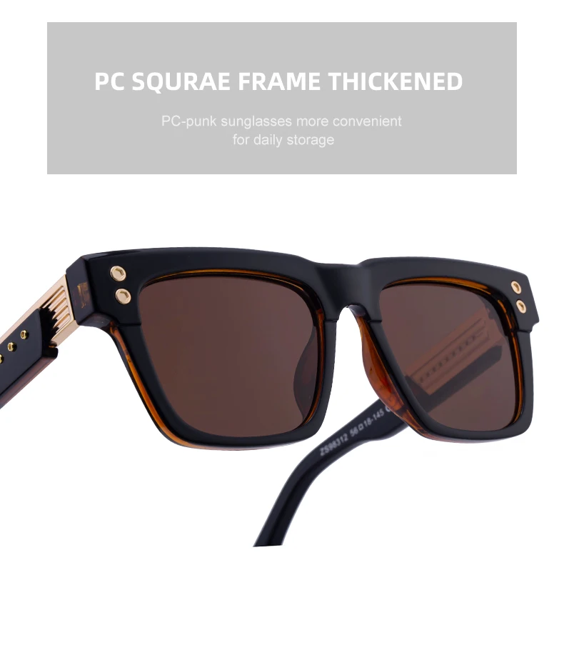 Übergroße klassische quadratische Punk-Sonnenbrille für Herren, 2025, Luxusmarke, Vintage-Fahrsonnenbrille für Herren, Steampunk-Brille, UV400 – Detail 6