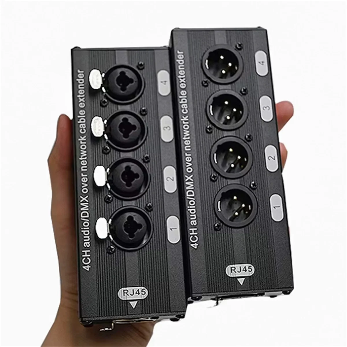 

【Ограниченное предложение】1 пара 4-канальных XLR/аудио RJ45 Cat5/Cat6 Ethernet-удлинитель XLR-удлинитель приемопередатчик для живого сцены