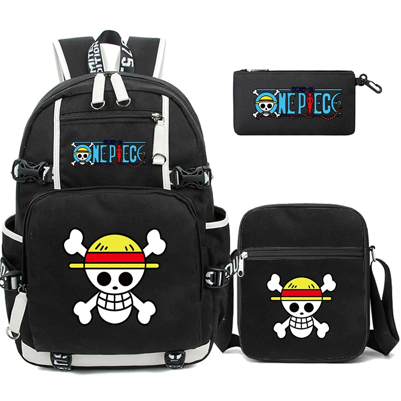 3Pcs/set Anime One Piece Large Capacity Backpack Monkey D. Luffy Teenagers Student Schoolbag Boy Girl Rucksacks Back To School