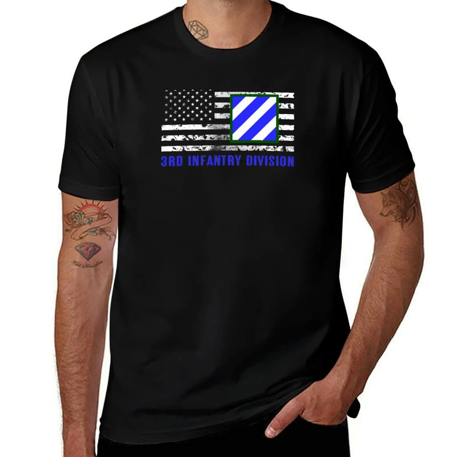 

3rd Infantry Division (Distressed Flag) T-Shirt korean fashion luxury t-shirt customizeds oversized t shirt mens white t shirts