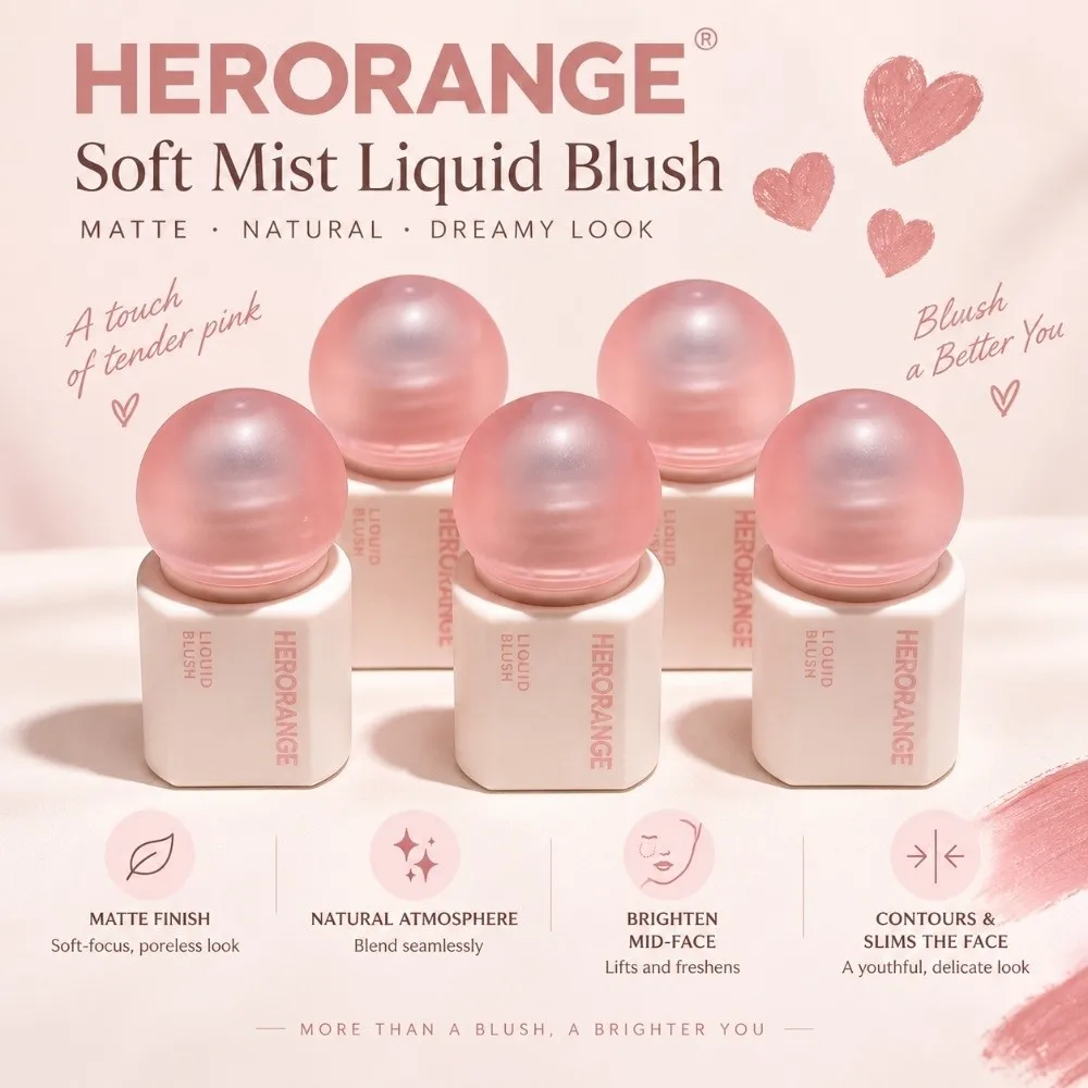 Soft Matte Liquid Blush Wand Lasting Brightening Highlighter Contour Stick Low Saturation Cheek Tint Rouge Adorable Cosmetic