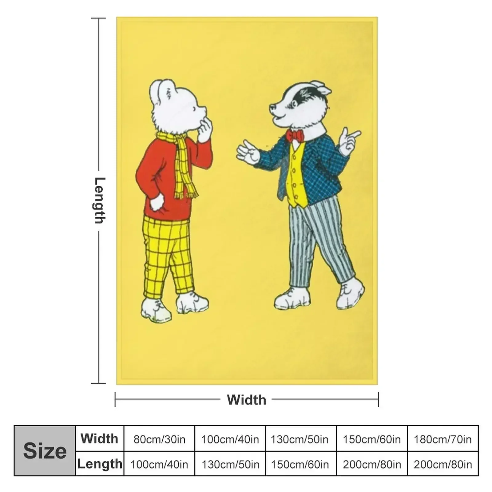 Rupert bear and bill badger Throw Blanket blankets and throws Picnic Custom Soft Blankets