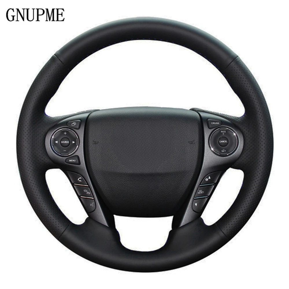 Cubierta de volante de coche de cuero Artificial negro DIY para Honda Accord 9 2013-2017 Crosstour 2013-2015 Odyssey 2013-2015