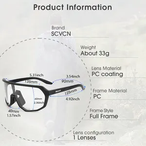 Photochromatic cycling glasses for men and women, outdoor sports, sunglasses, MTB glasses, road bike glasses, 2 packs 12 Main Sales Glasses Male Cycling - №6