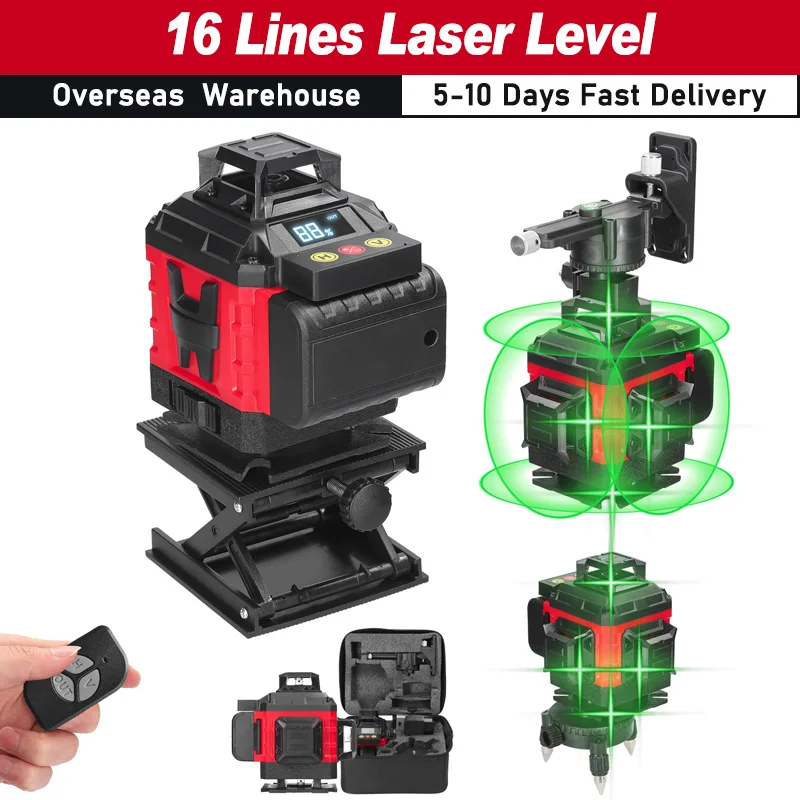 Multifunctional 16 Lines Laser Level 3° Self-leveling Machine Leveling Tool Omnidirectional Ground Wall Sticker Home Tools Set