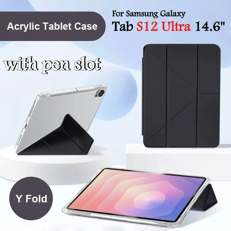 capa-para-samsung-galaxy-tab-s12-s11-ultra-146-2026-smart-y-fold-acrilica-transparente-com-suporte-para-s12-plus-126-funda-com-porta-lapis