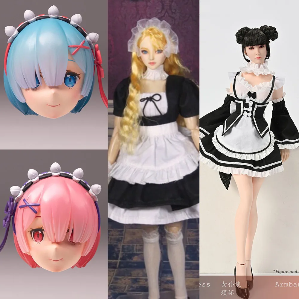 SIPATOYS SIP003 1/6 Scale Pink Hair Anime Style Maid Sisters Head Sculpt Carved Model for 12 inches Action Figure