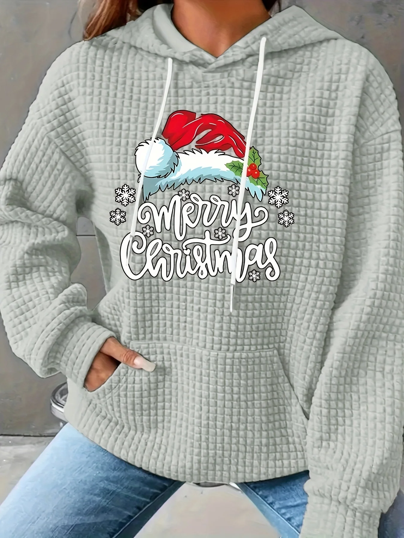 

Дизайнерская женская модная текстурированная толстовка больших размеров, женский повседневный топ с капюшоном