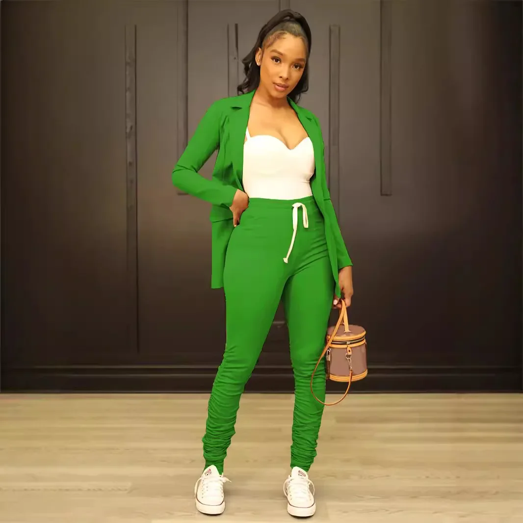 TW501 Women's Blazer Casual Pants Two-piece Set OL Office Commuter Solid Color Autumn and Winter Casual Wear Set