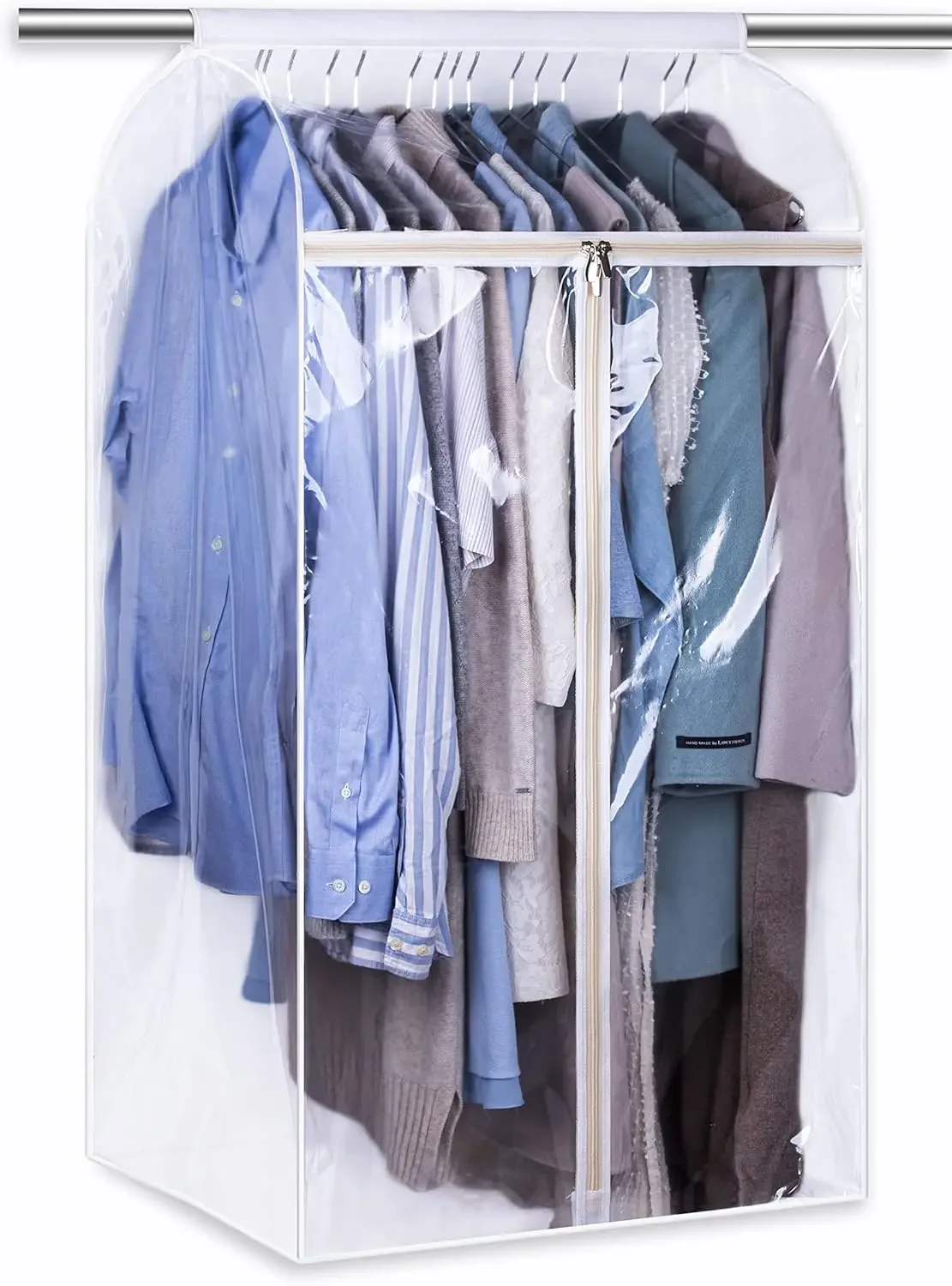 

43" Clear Window Hanging Garment Bag for Closet Storage, Large Capacity with Breathable Fabric and Easy Zipper Access