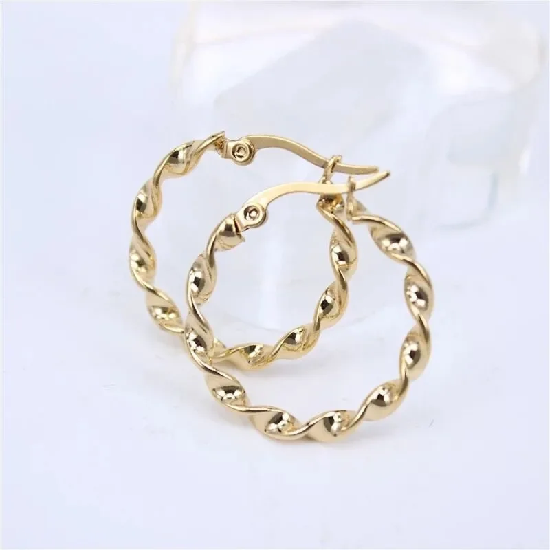 Korean Version of Water Stainless Steel Corrugated Irregular Earrings Earrings Earrings Temperament Korean Twisted Ear Jewelry