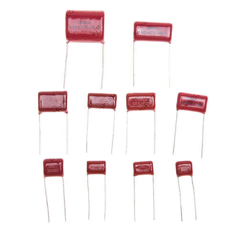 キット 50PC=10 値 * 5 個金属化ポリエステルフィルムコンデンサ CBB 詰め合わせキット 400V 10nF 〜 3.3UF igmopnrq