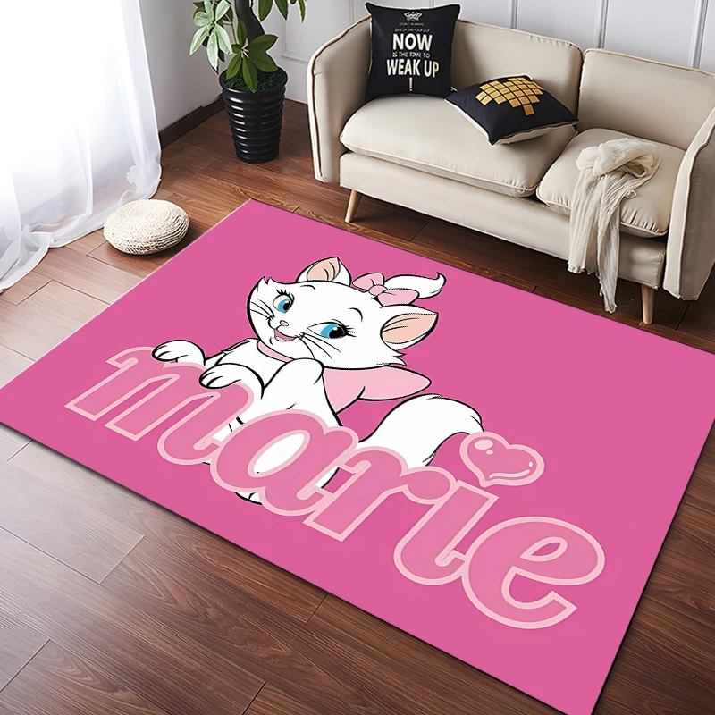 Disney Marie Cute Cat Pattern Rug for Bedroom Living Room Anime Carpets for Girl Room Floor Mat Home Decor Non-Slip Rug  러그