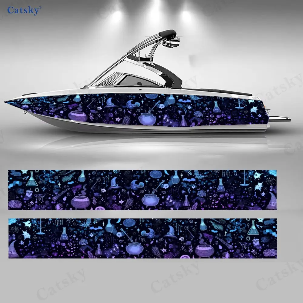 2pcs Fantasy Elements Boat Stickers, PVC Waterproof Durable Vinyl Wrap Decals for Fishing Boats, Durable and Stylish Design