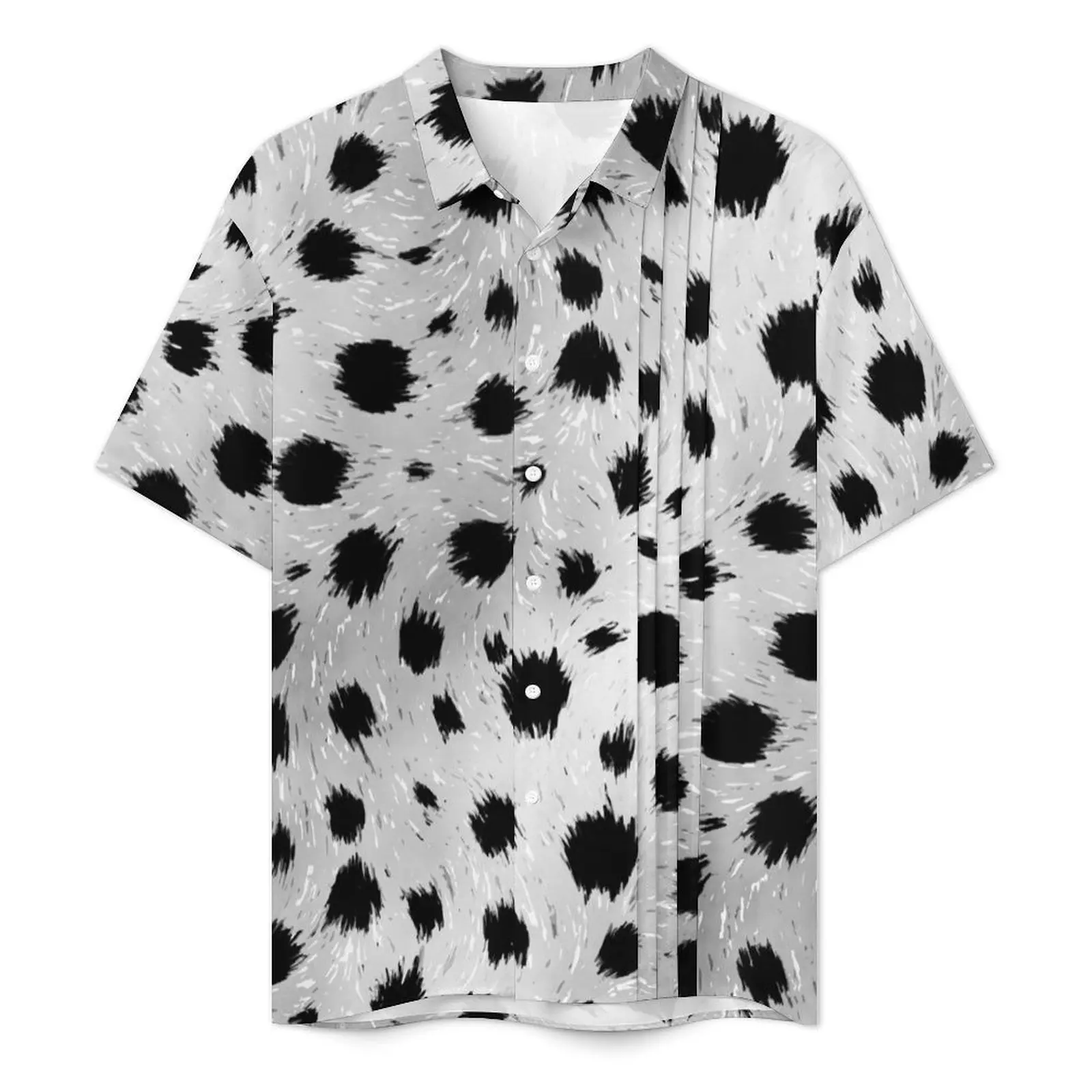 Summer Shirt Vacation Dalmatian Spots Print Blouses Black and White Vintage Casual Shirts Male Short Sleeve Oversized Clothing