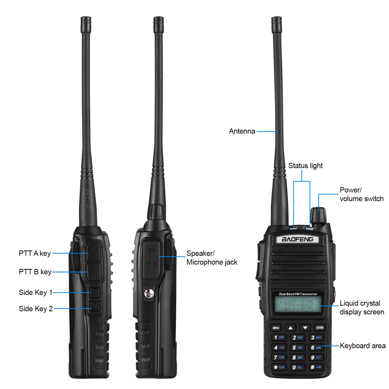 双方向ラジオ デュアル PTT キー送信 デュアルバンド デュアル受信 ハンドヘルドトランシーバー 干渉防止 ノイズリダクション 強力