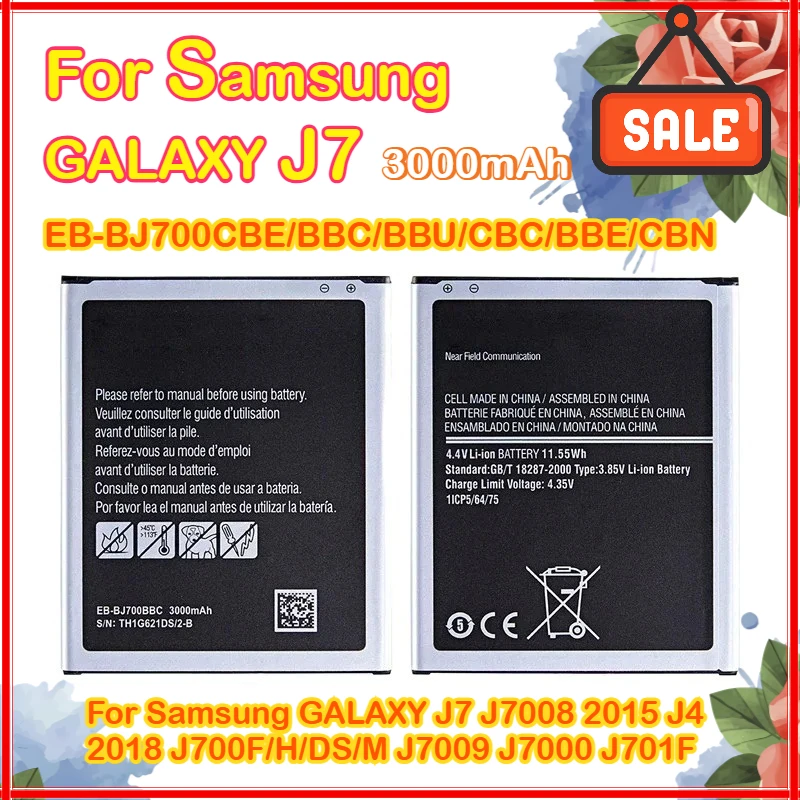 

3000mAh New EB-BJ700CBE EB-BJ700BBC Battery For Samsung Galaxy J7 2015 J4 2018 J7000 J7009 J7008 J701F J700F NO NFC