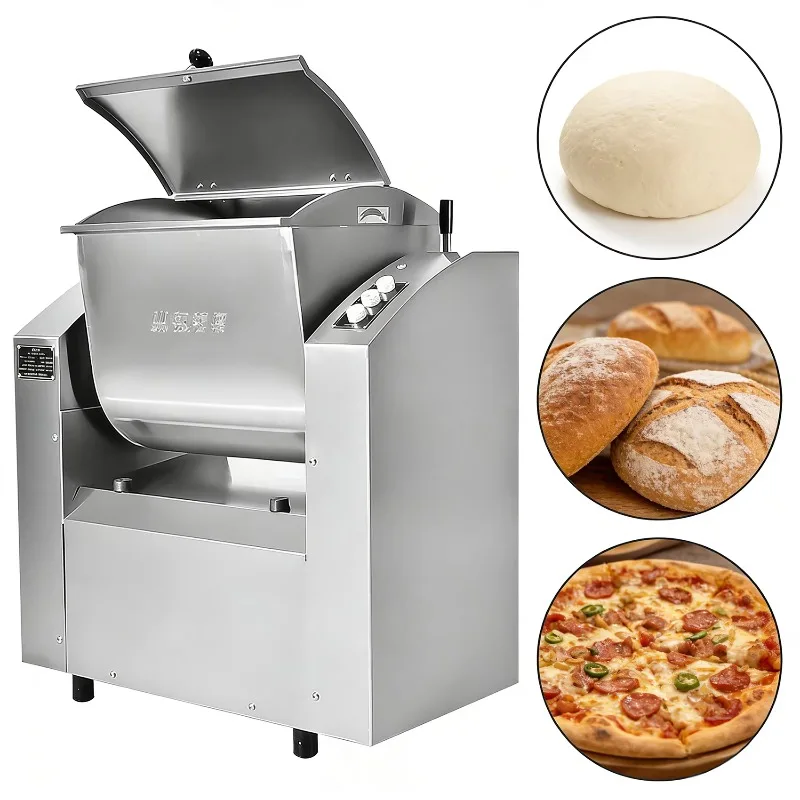HMJ12.5 Stainless Steel 201 Automatic Industrial Bread Dough Mixer With Low Noise & Programmable Features For Catering Use