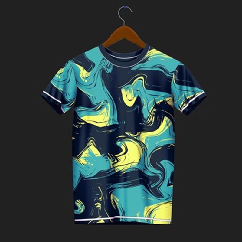 Summer Men's T-shirt Abstract Printing Quick Drying T-shirts Breathable Badminton Wear Women's Table Tennis Wear Plus Size Tops