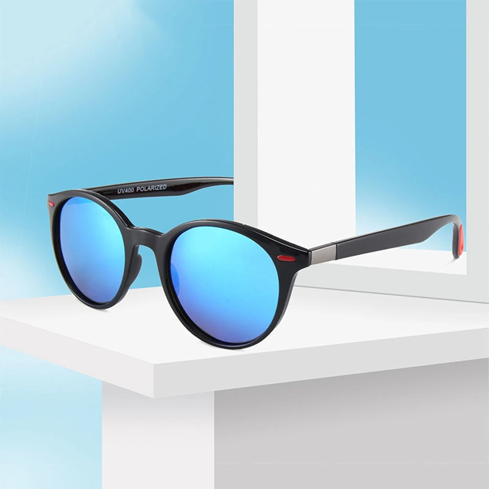 ShinyCoCo Óculos de sol esportivos de marca de luxo com armações redondas e pregos de arroz Óculos de sol polarizados anti-ultravioleta para passeios