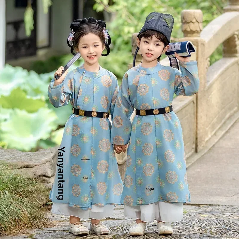Children's Hanfu Performance Clothes Autumn Spring Chinese Style Long Robe Girls' Traditional Costume Boys' National Day Perform