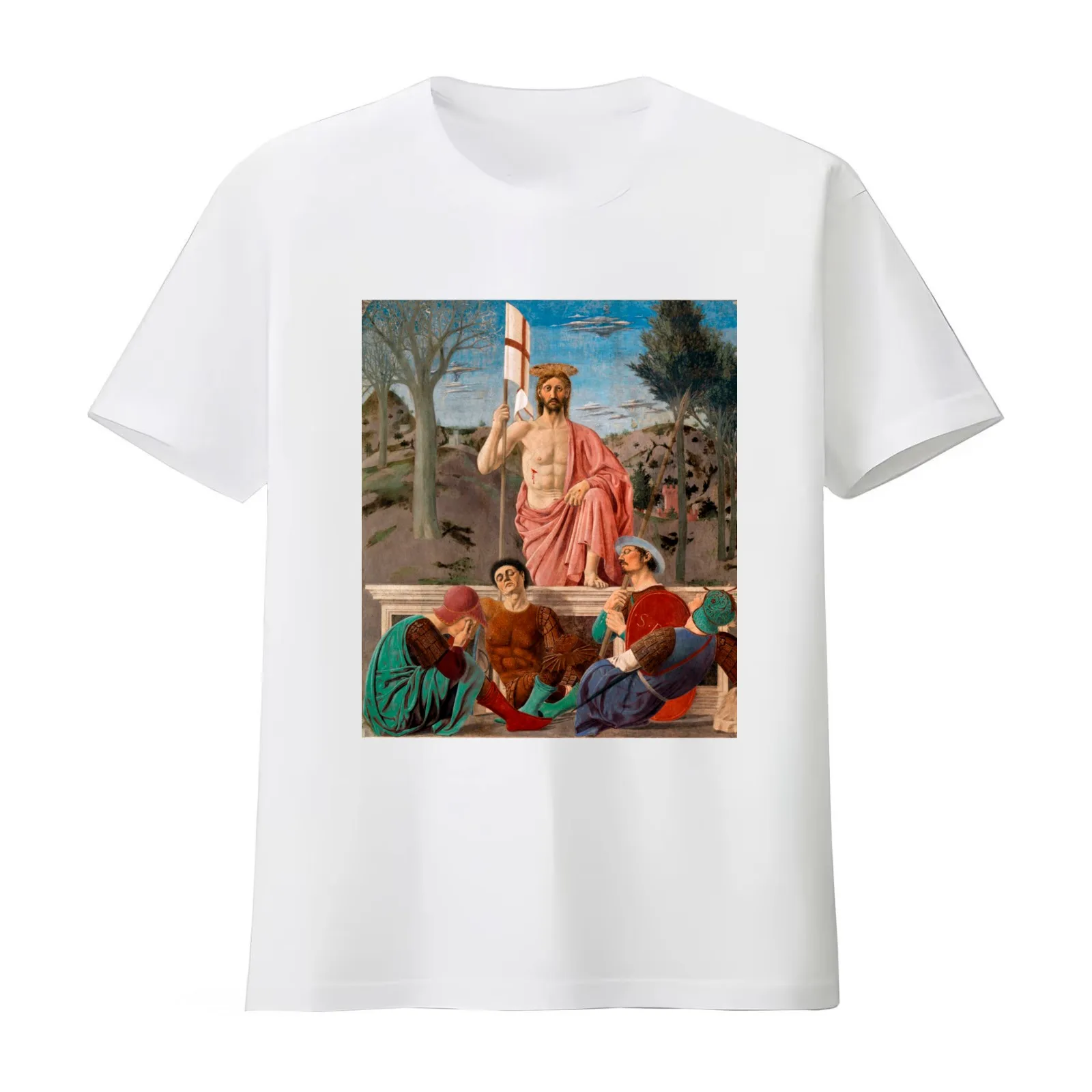 Easter: The Resurrection of Jesus Christ by Piero della Francesca T-Shirt Summer Casual Cotton Tee Oversized Streetwear Tops