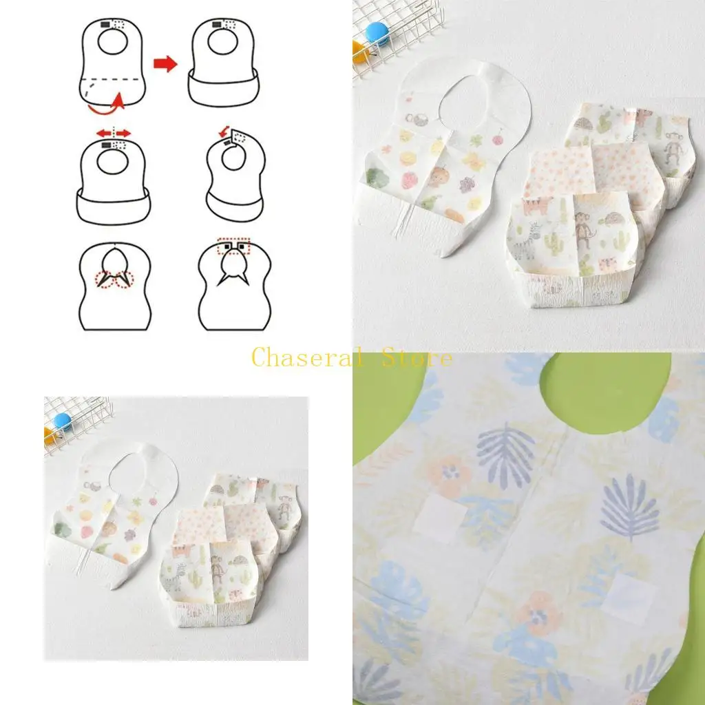 

E7CE 10pcs Baby Disposable Bib Child Apron Fashion Burp Bibs with Buckle for Feeding