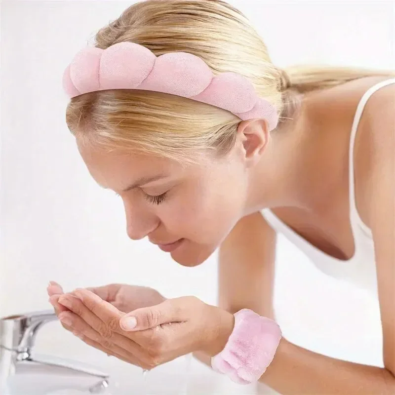 Waterproof Bands Absorbent 3PCS For Women Puffy Sponge Hair Bands Cuff Wristbands Women Hair Accessories Set Wash Face Headbands