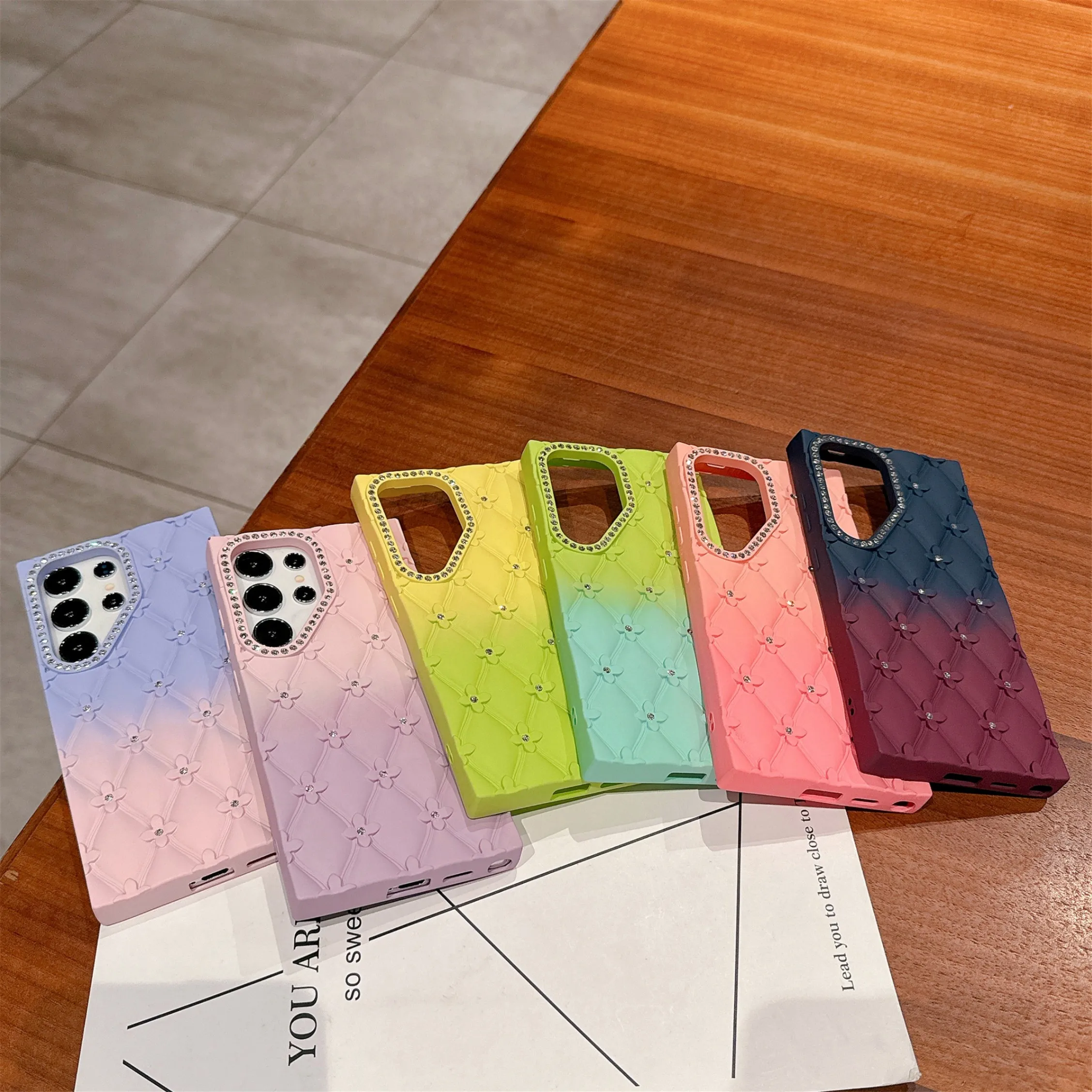 Case For Samsung Galxy S25 Ultra S25 Plus S24 S23 FE A26 A16, Luxury Flowers Edge Gradient Silicone Phone Cover