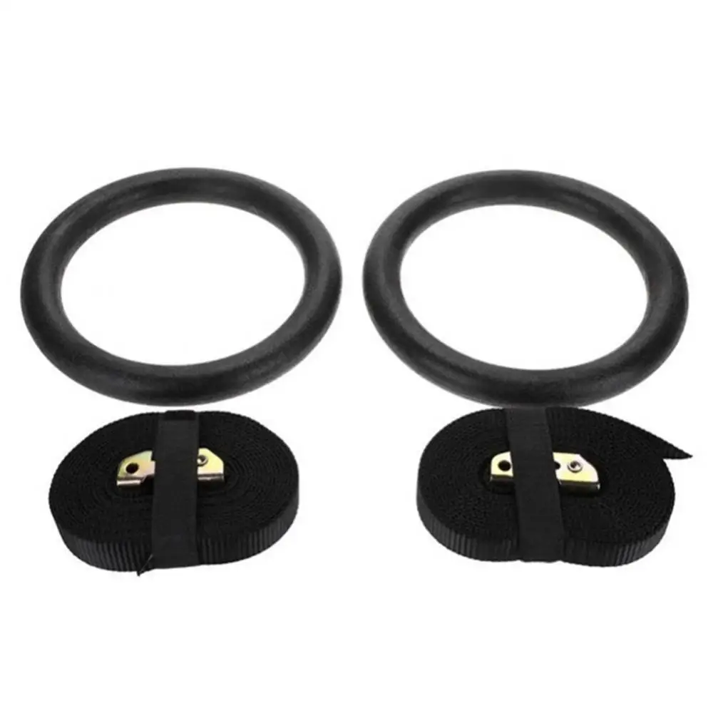 2Pcs Wood Gymnastics Rings with Adjustable Straps GYM Ring Gym Pull Up Exercise Fitness Gymnastic Rings Strength Training Tool