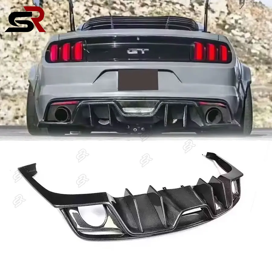 For Ford Mustang GT 2015-2017 Carbon Fiber Rear Bumper Splitter Spoiler Rear Lip Conversion Accessories Crash Body Kit