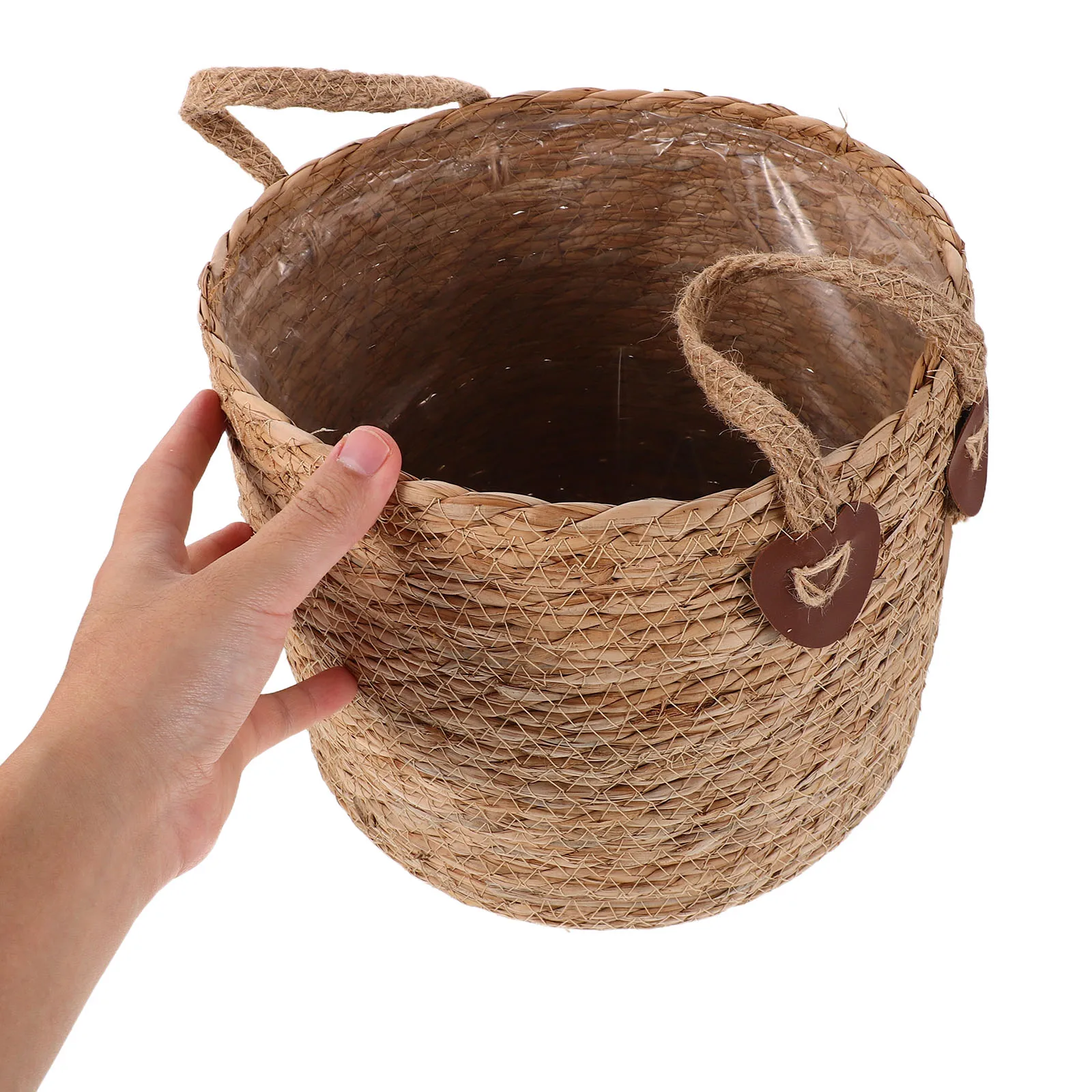 

Woven Grass Basket for Plants 10.61 Inch Handcrafted Round Flower Pot Cover Indoor Balcony Decor Breathable Plant Planter Holder