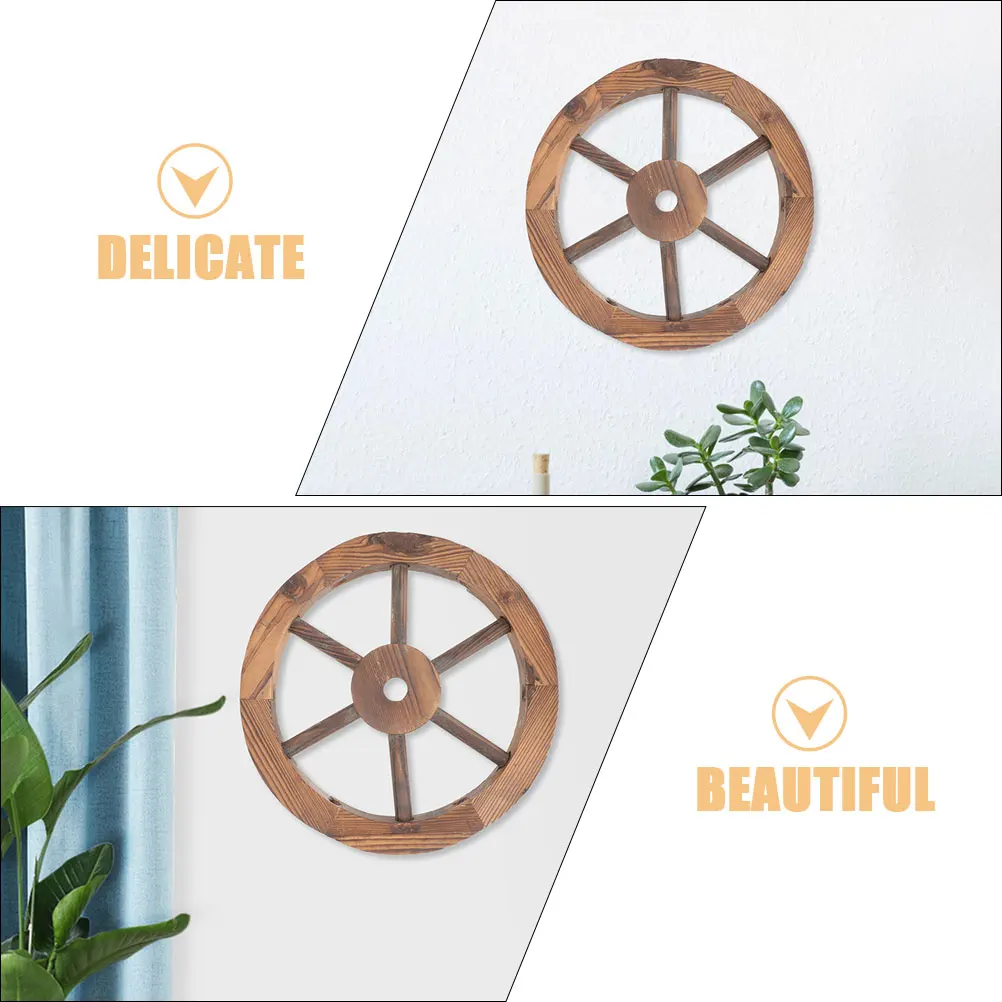 

Wooden Wheel Decoration Wall Hanging Vintage Western Wagon Ornament Solid Kitchen Farmhouse Style