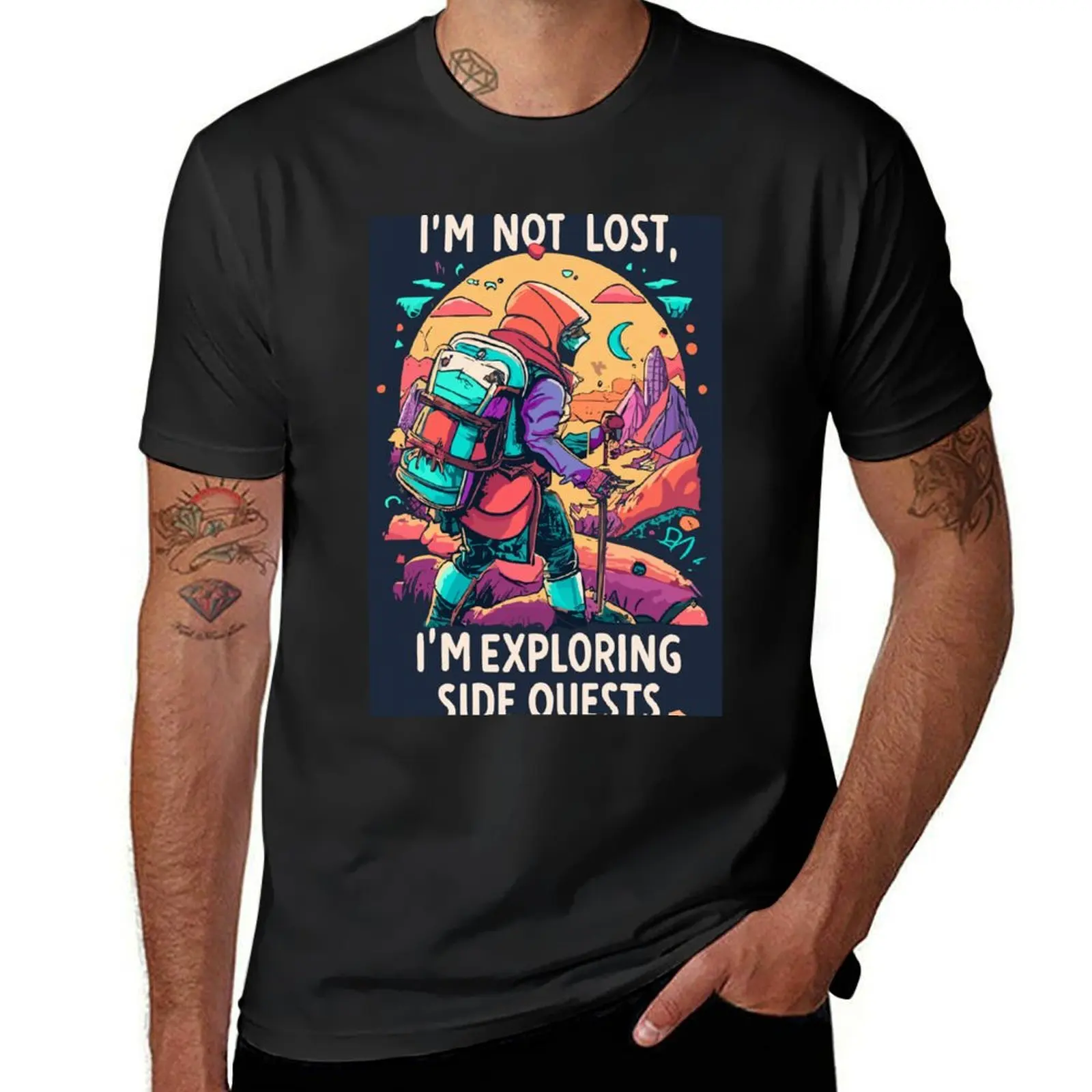 I'm not lost, I'm exploring side quests - Role-Playing Games - Video Games T-Shirt funnys mens white t shirts