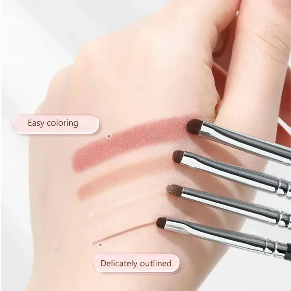 4Pcs/Set Small Angle Eyeshadow Brushes Eyelid Highlighter Soft Hair Makeup Brushes Lying Silkworm Precise Detail