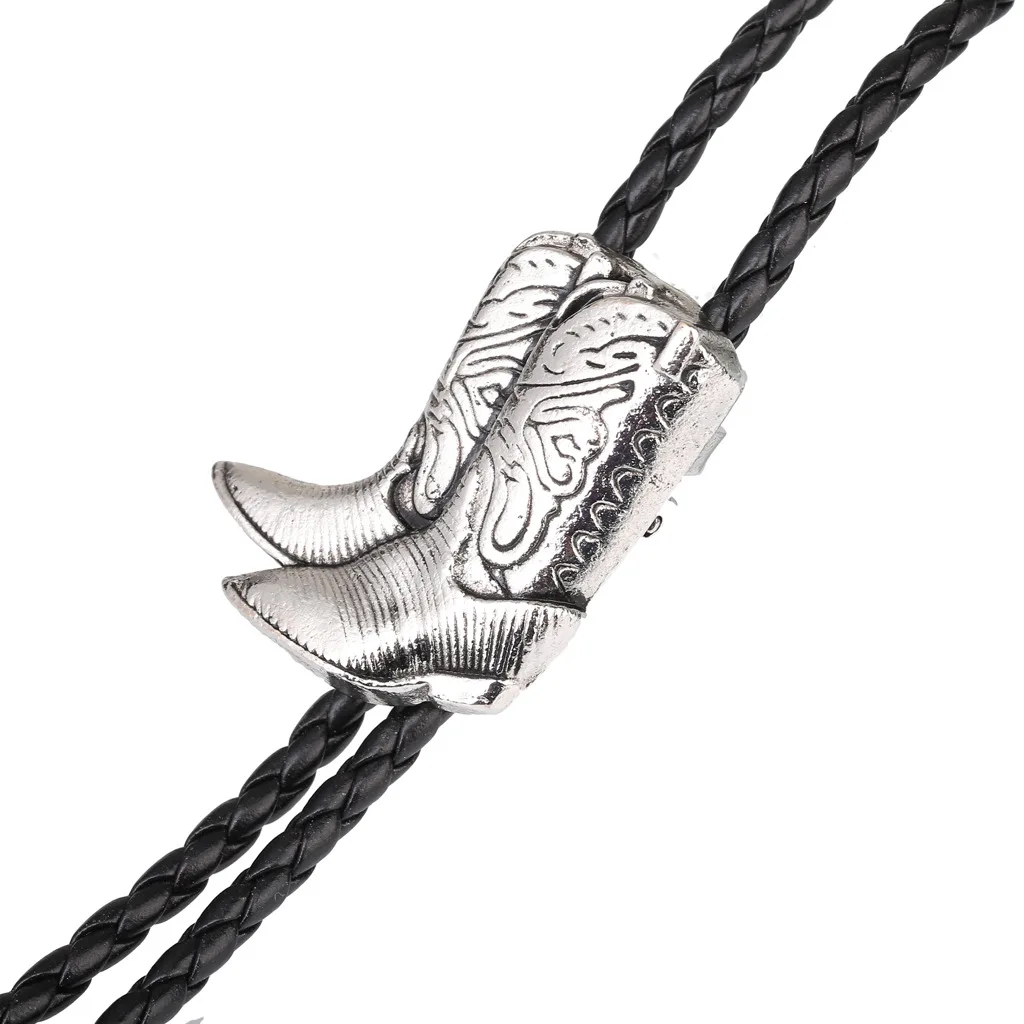 Americana Western Cowboy Bolo Tie, Botas De Equitação Clássicas, Colar Corda Pingente