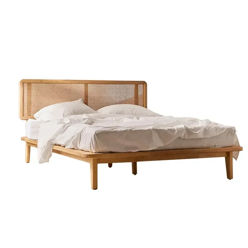 Economical Southeast Asia Rattan Bed Nordic Bedroom Modern Furniture Solid Rattan Bed