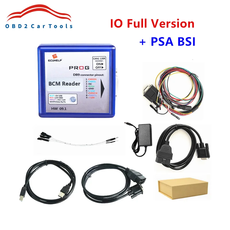 ECU Programmer IO PROG IO Terminal IO-PROG BD9 PinOut HW 09.1 Flash&EEPROM K-line & CAN Full Version + PSA BSI