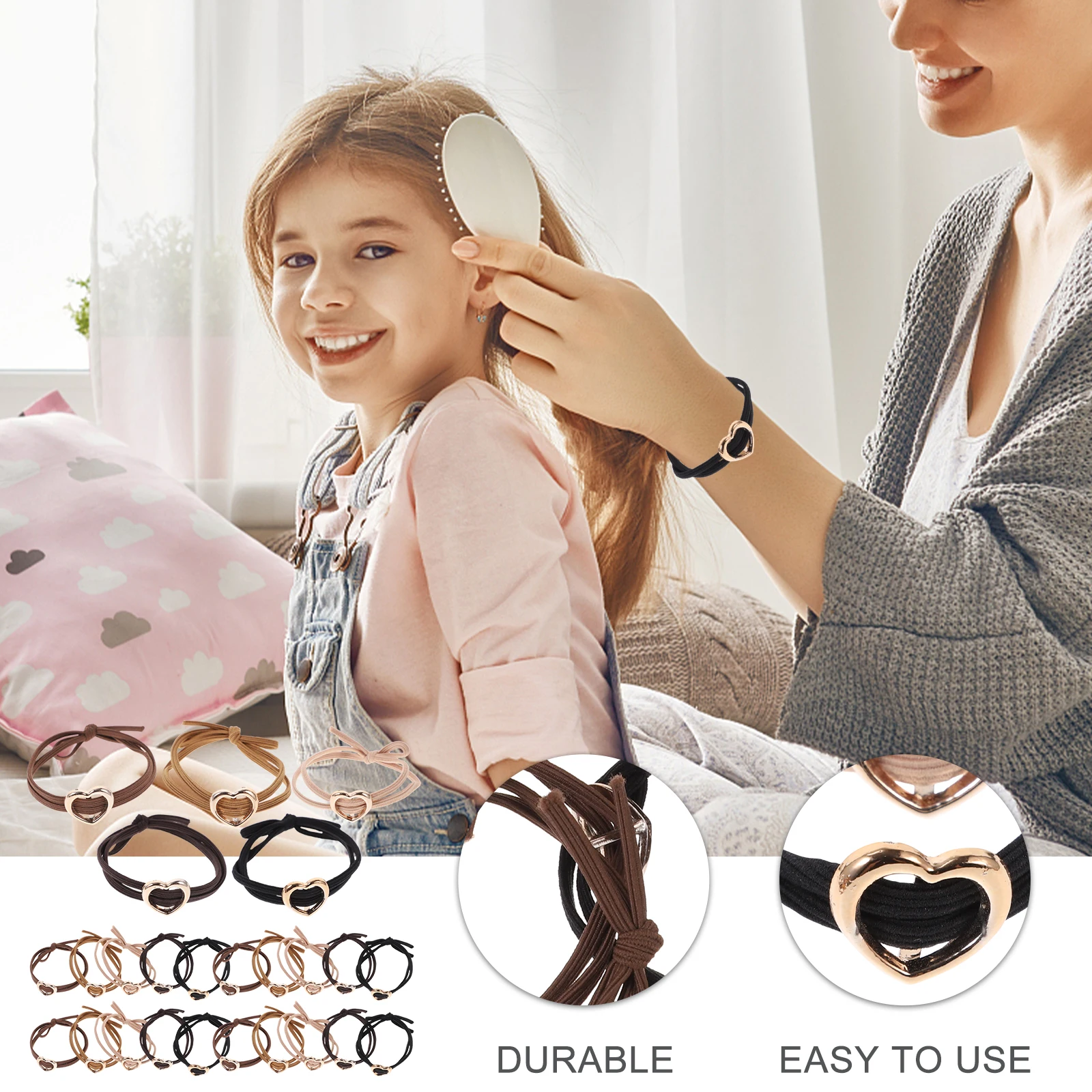 

30pcs Hair Band Set Women Elastic Ponytail Holders Heart Design Durable Comfortable Daily Wear Party Office Formal Events